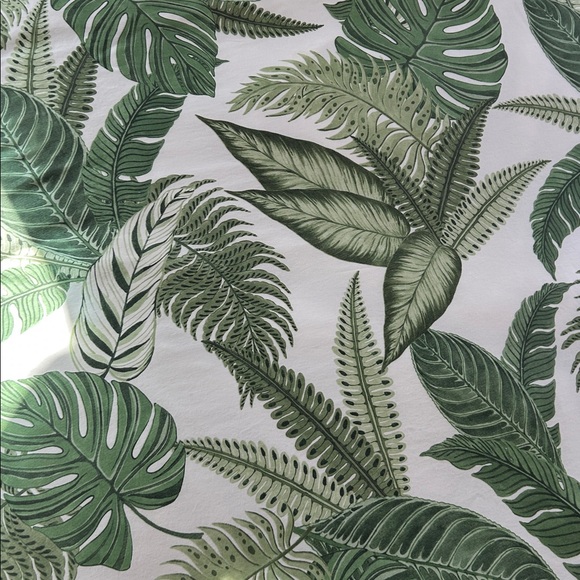 Willliams Sonoma ORGANIC Cotton King Duvet Cover Tropical Print Green & White - Picture 7 of 11